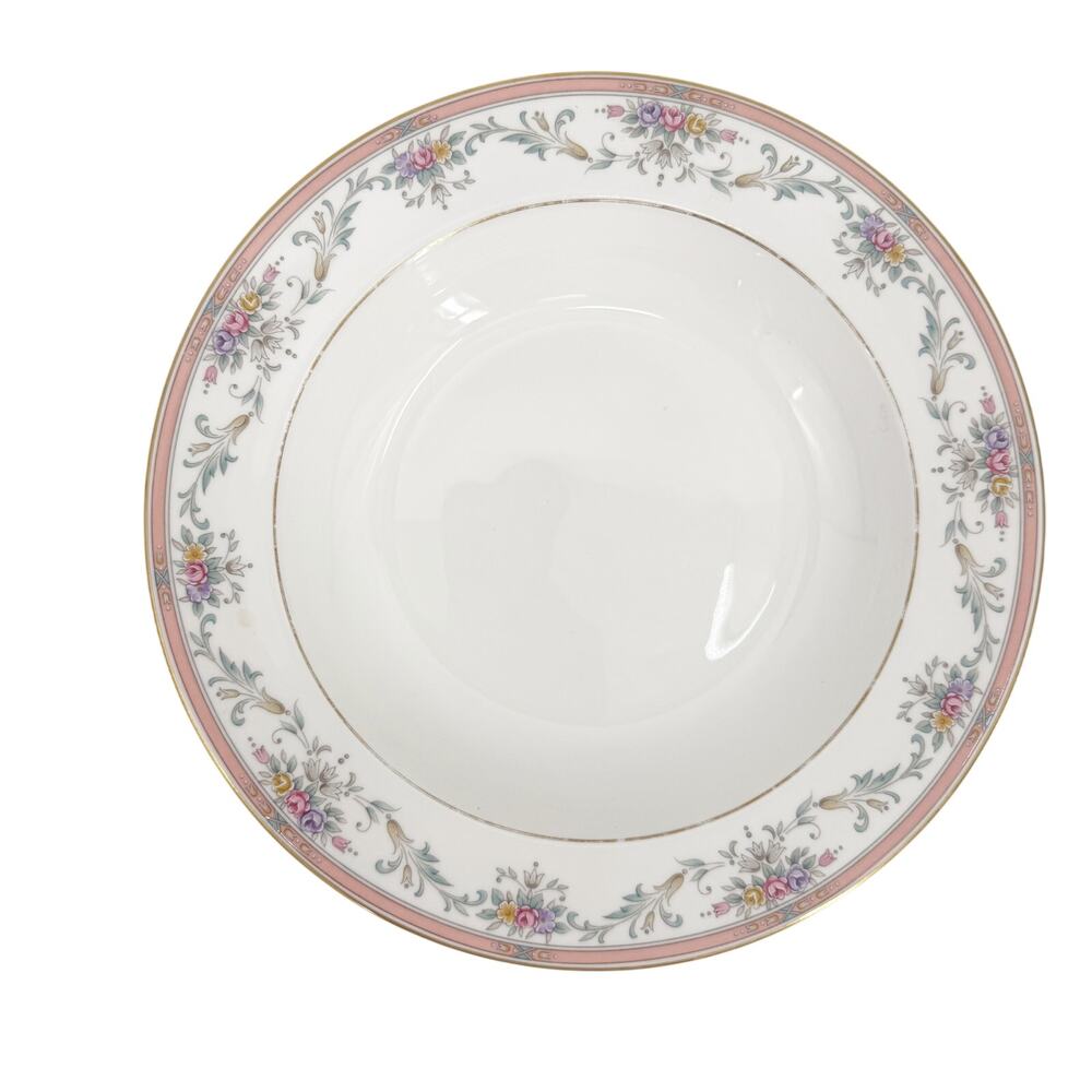 vintage Mikasa Spring Crest pink Large Rim Soup Bowl floral dinnerware Thailand